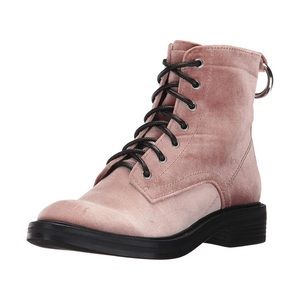 Dolce Vita rose velvet Bardot combat boot